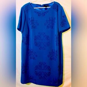 Tahari Arthur S. Levine Laser Floral Cut Dress Women’s Plus Size 18W Blue